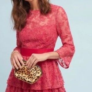 Anthro ML Monique Lhuillier Embellished Rose Dress